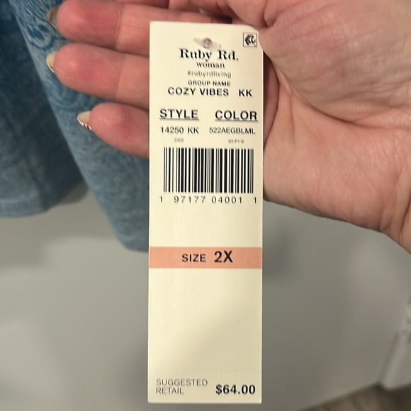 Ruby Rd Woman Cozy Vibes Long sleeve top, 2X, NWT - Picture 3 of 4